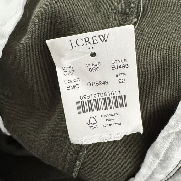 J. Crew Cotton Camp Pant Womens Size 22 Spanish Moss Green NWT PT-2616 - Picture 8 of 11